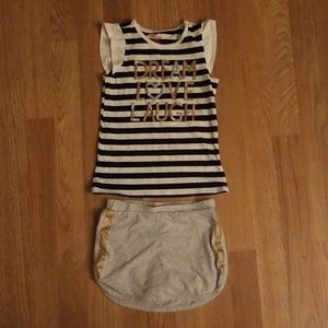 Girls size 6X t-shirt and skort set blue/grey/gold